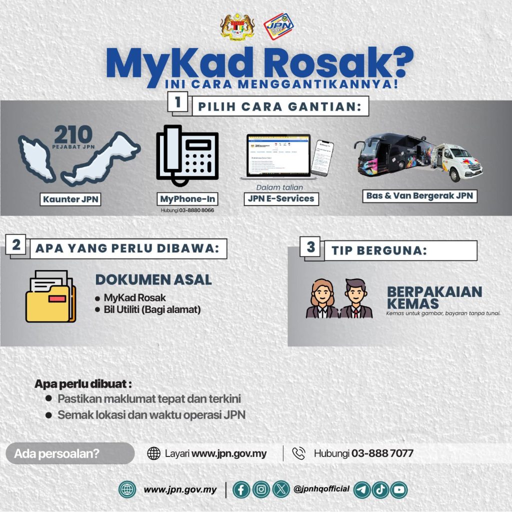 CARA TUKAR MYKAD ROSAK