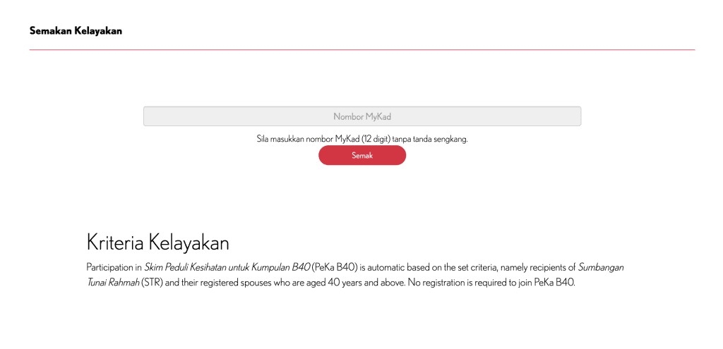 SEMAKAN KELAYAKAN PeKa B40 2025