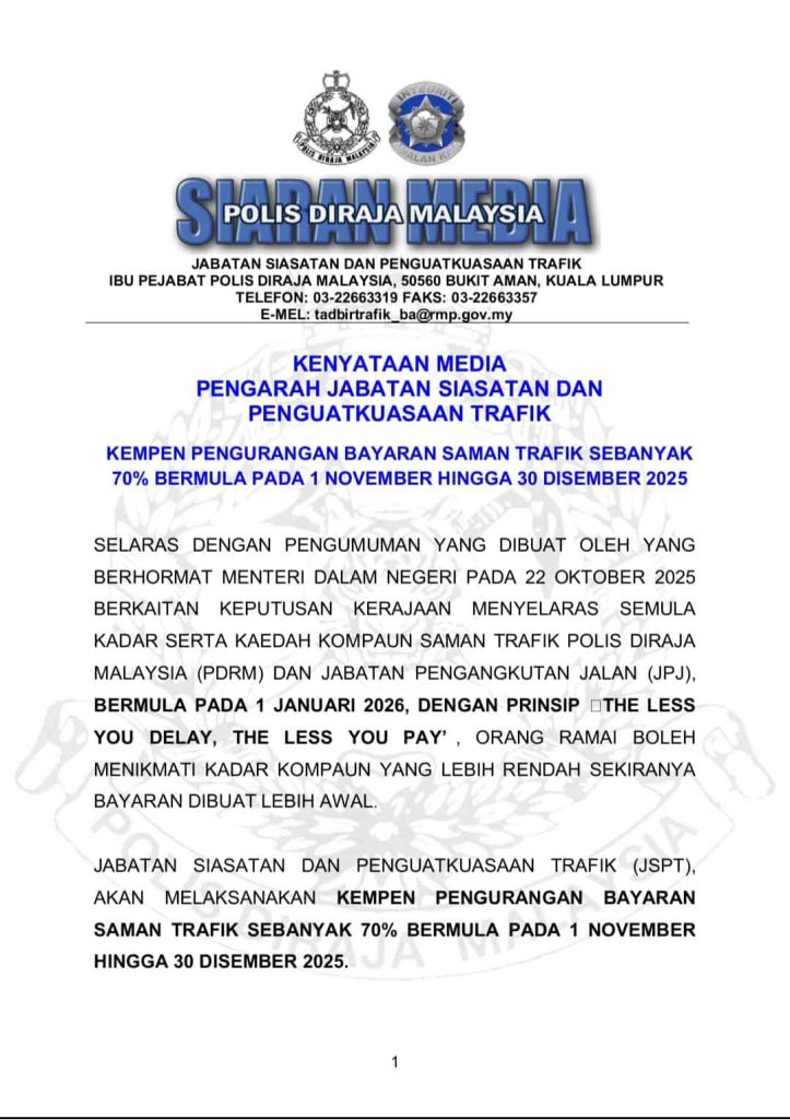 DISKAUN SAMAN PDRM 2025